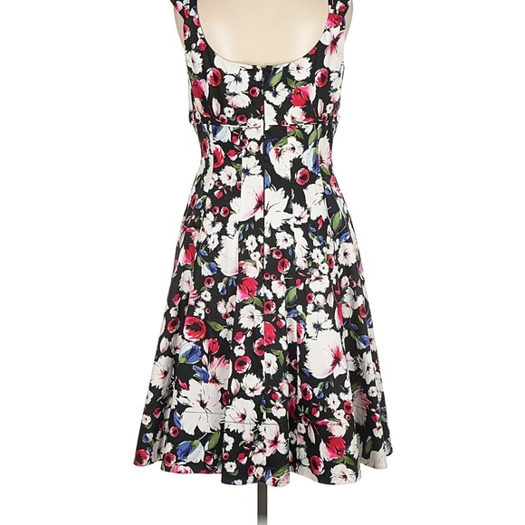 White House Black Market Black Dress with Pink & White Floral Print - Picture 3 of 4